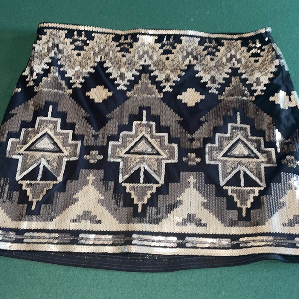 Festive Sequin Aztec print skirt, brand new